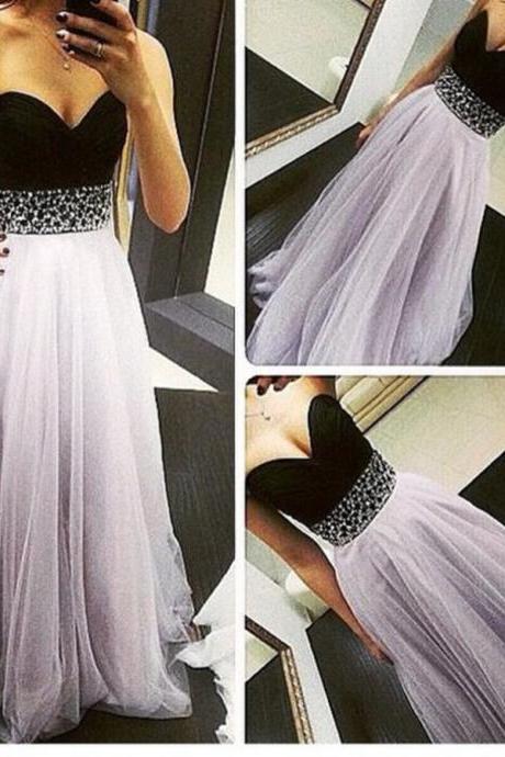 2018 Simple Prom Dresses,beaded Women Party Gowns ,white Prom Dress, Custom Made Girls Formal Gowns , Strapless Prom Gowns