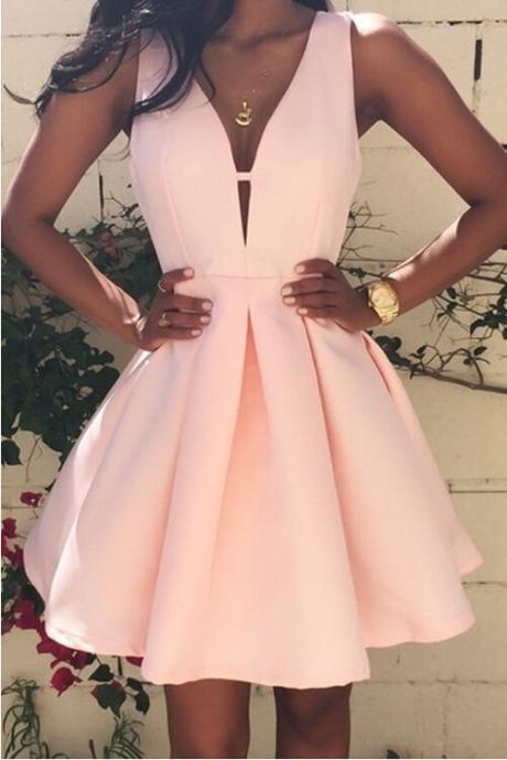 Charming Prom Dress,pink Prom Dress,short Homecoming Dress,satin Homecoming Dresses,pink Cocktail Gowns , Party Dresses Pink