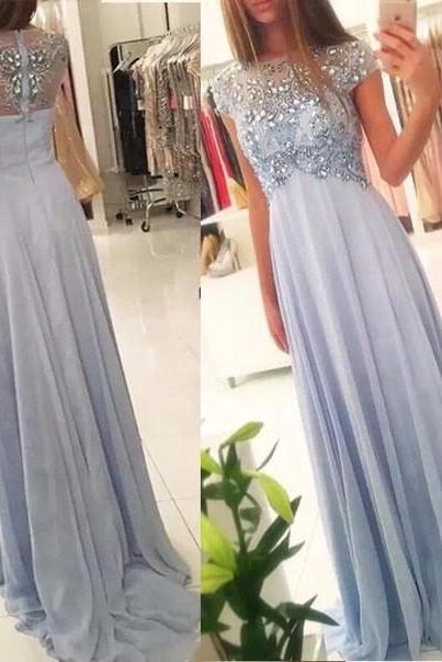 2018 New Arrival Prom Dress,Long Prom Dress,New Arrival Beaded Scoop Prom Dress Formal Evening Gowns Handmade Stones Long Party Dress Evening Dress