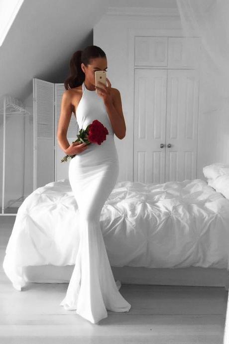 Prom Dress, White Prom Dress,long Mermaid Dress,white Evening Dresses,long Evening Gowns,sexy Backless Prom Dress,prom Dress 2018.sexy Backless