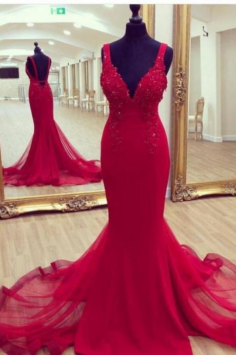 Charming Prom Dress,sexy Mermaid Prom Dress, Tulle Evening Party Dress, Spaghetti Straps Prom Dresses,wedding Party Gown,burgundy Evening Gowns