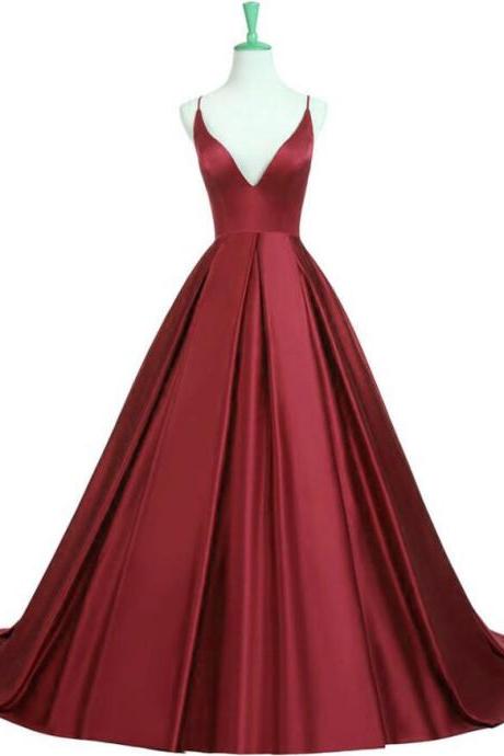 Charming A Line Prom Dress,open Back Prom Dress, Criss Cross Back Party Dresses,backless Prom Dress,dark Red Prom Dress,long Prom Party