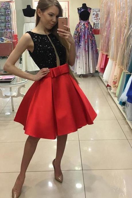 A-line Elegant Sleeveless Short Homecoming Dresses, Black Homecoming Dress, Red Homecoming Dress, Mini Homecoming Party Gown, Short Prom Dress,