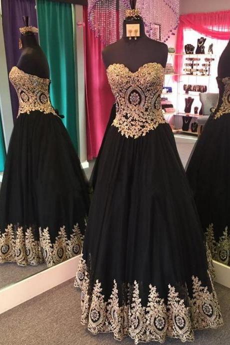 Prom Dress, Black Prom Dress, Sweetheart Prom Dress, Lace Prom Dress, Corset Prom Dress, Long Prom Dress, Exquisite Prom Dress，black Evening