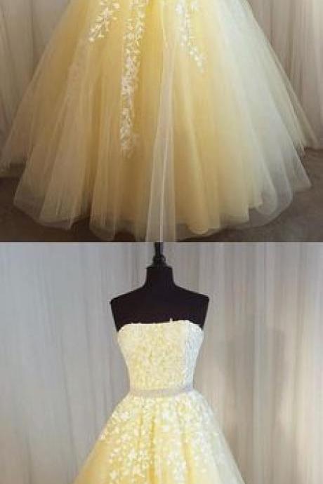 Charming Prom Dress, Long Prom Dresses, Sexy Strapless Tulle Homecoming Dress,Chic Prom Dress Evening Gowns ,2018 Short Homecoming Dresses, Graduation Gowns mini 