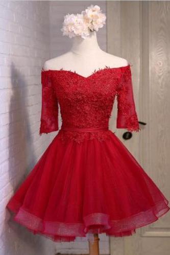 Homecoming Dresses,Short Prom Dresses,Cocktail Dress,Homecoming Dress,Graduation Dress,Party Dress,Short Homecoming Dress,Red Lace Cocktail Dress