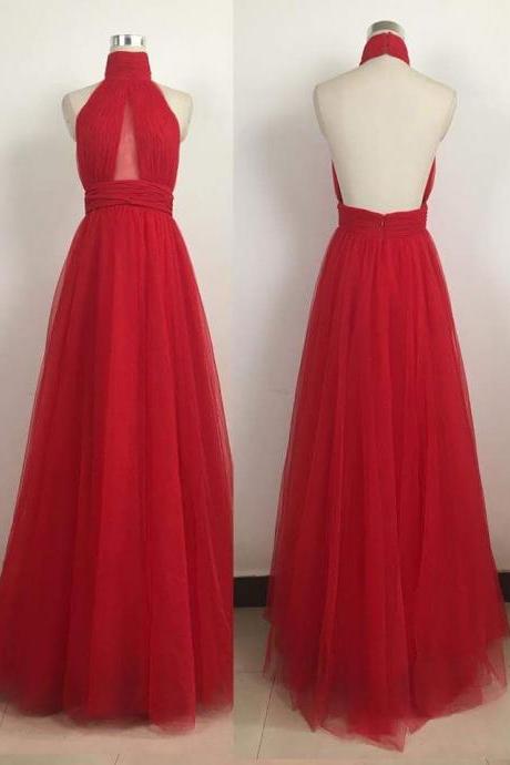 2018 Prom Dress, Long Prom Dress, Red Prom Dress, Formal Evening Dress，Sexy Ruffle Long Evening Gowns , Girls Pageant Dress ,Plus Size Tulle Party Gowns 