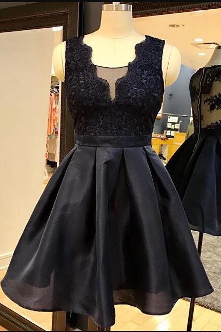 Short Black Homecoming Dress, Princess Homecoming Dresses 2018 New Arrival Women Party Gowns , Sexy Sheer Girls Cocktail Gowns , Wedding Guest Dress 