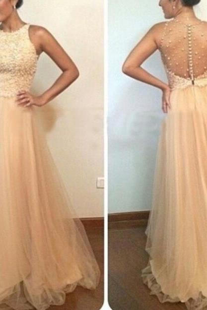 Champagne Beaded Long Party Dress, Cute A-line Formal Dress, Junior Prom Dress 2018plus Size Beaded Formal Evening Dresses,wedding Party Gowns