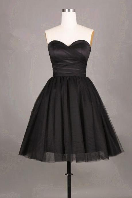 Simple and Cute Black Short Tulle Prom Dresses Short Prom Dresses Graduation Dresses homecoming Dresses,Black Short Cocktail Dress, Girls Pageant Gowns 