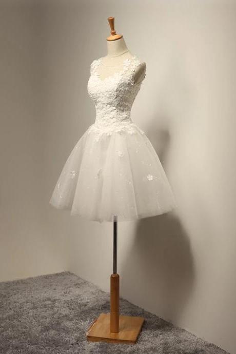 vintage wedding dress,short mini wedding dress,tulle wedding dress,wedding gowns,New Arrival White Lace Prom Dresses, Girls Party Gowns ,Short Cocktail Gowns .