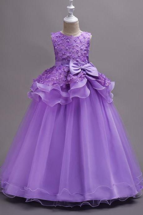 White Lace Flower Girls Dresses Sky Blue Party Girls Gowns ,purple Gowns .2018 Little Girls Pageant Gowns ,wedding Kids Gowns , Girls Pageant