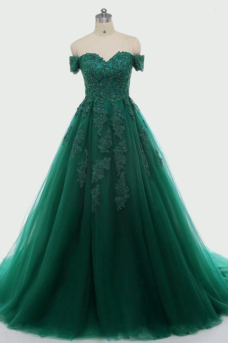Dark Green Lace Appliques Quinceanera Dresses Short Sleeve Ball Gown For 15 Prom Party Dress,plus Size Wedding Party Gowns ,sexy Women Gowns