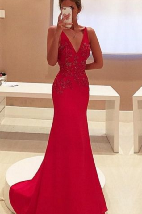 Plus Size Red Evening Gowns .New Arrival Sexy Long Mermaid Prom Dresses Red Evening Party Dress,Red Prom Gowns,Evening Gowns,Girls Pageant Gowns .