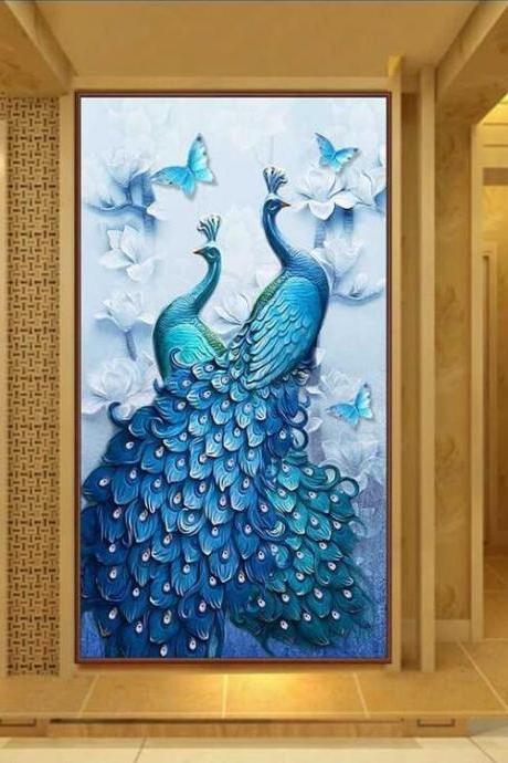 Full,Diamond Embroidery, Double Peacock ,5D,Diamond Painting,Cross Stitch,3D,Diamond Mosaic,Needlework,Crafts,Christmas,Gift,Embroidery Cross Stitch ,mosaic picture