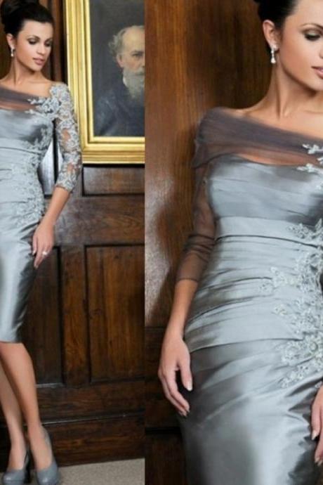 Mother Of The Bride Dress , Grey Mother Of The Bride Dresses, Elegant Mother Of The Bride Dress,short Mother Of The Bride Dress,satin Mother Of