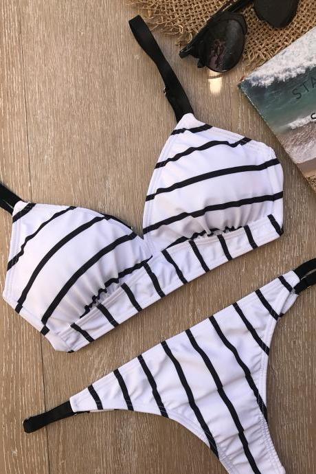  Fashion Swimsuits,Two Pieces Cheap Swimwear,Sexy Lady Swimsuits, Women Swimsuits,White And Black Criss-cross swimsuits 