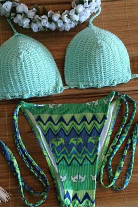 Sexy Boho Knitting Swimwear, Fashion Women Bohemian Bikini ,Cheap Women Beach Swimsuits 