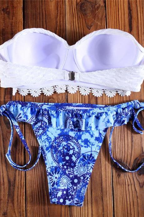 Sexy Boho Floral Print Swimwear, Fashion Women Bohemian Bikini , Women Beach Swimsuits