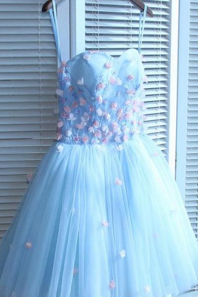 Sky Blue Tulle Short Homecoming Dress Sweetheart 16 Prom Dress,girls Pageant Gowns ,fashion Graduation Gowns
