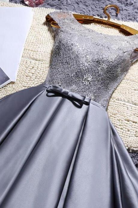 Sexy Sccop Neck Lace Short Homecoming Dresses Fashion Women Party Gowns Ball Gown Homecoming Gowns Plus Size Gray