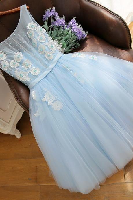 Sky Blue Tulle Homecoming Dress With A Line ,short Cocktail Dress, Women Party Gowns