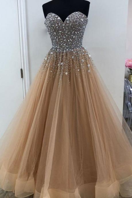 Luxury Beaded Crystal Corset Long Prom Dress, Off Shoulder Prom Dresses, Sweet 16 Prom Gowns 
