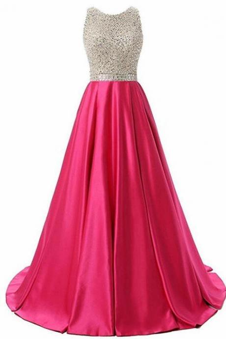 Vintage Fuchsia Corset Beaded Corset A Line Prom Dress 2019 Women Evening Party Gowns Sexy Backless Party Gowns 