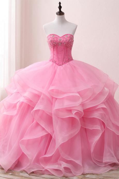Pink Sweet 16 Prom Dress, Off The Shoulder Quinceanera Dress Ball Gown ,fashion Women Pricess Party Dress For Wedding