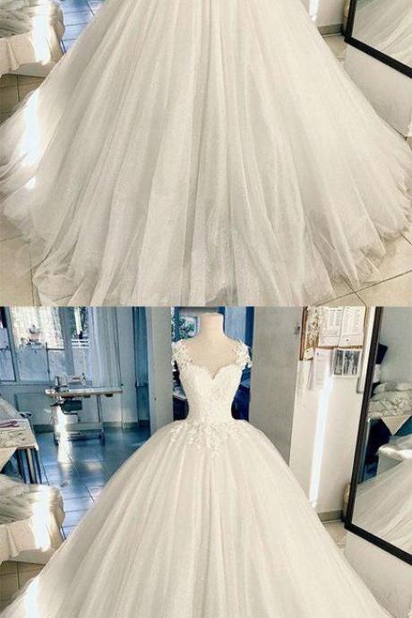 Elegant White Tulle Pricess Lace Wedding Dresses Ball Gowns Women Wedding Gowns Plus Size Bridal Gowns