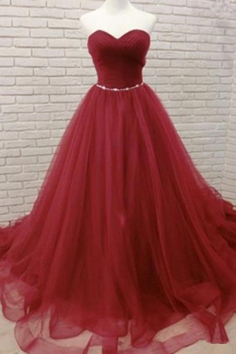 Custom Made Burgundy Tulle Puffy Prom Dress A Line Women Party Gowns 2019 Formal Evening Dress