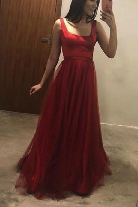 Red Satin Long Prom Dress Custom Made Prom Gowns Sexy Backless Formal Evening Party Gowns