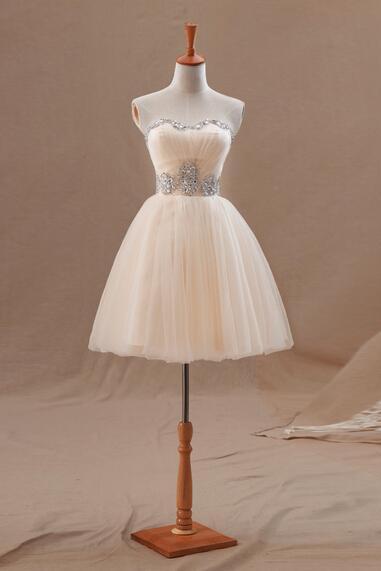 Light Champagne Beaded Tulle Short Homecoming Dress Off The Shoulder Mini Prom Party Gowns A Line Cocktail Party Gowns