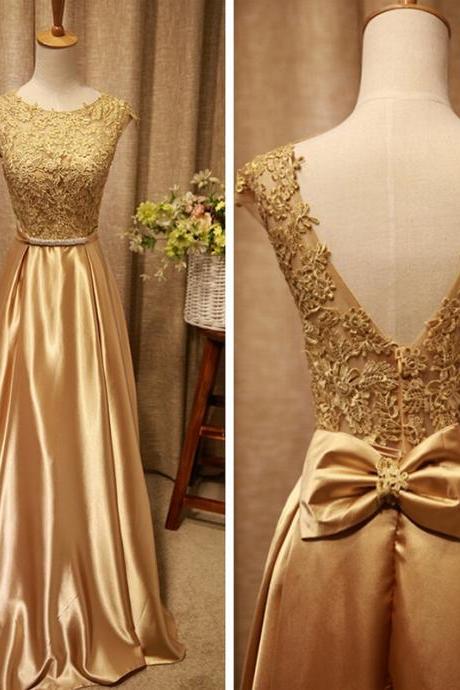Off Shoulder Gold Lace Long Prom Dress 2019 Custom Made Women Prom Gowns ,fiormal Evening Dress