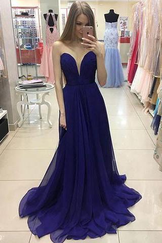 Royal Blue Chiffon Long Prom Dress Custom Made A Line Prom Gowns 2019 ,formal Evening Dress , Women Bridesmaid Dress