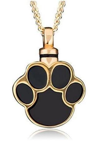 Ashes Pet Dog/cat Paw Print Cremation Urn Necklace Memorial Holder Gold Plated Pendant
