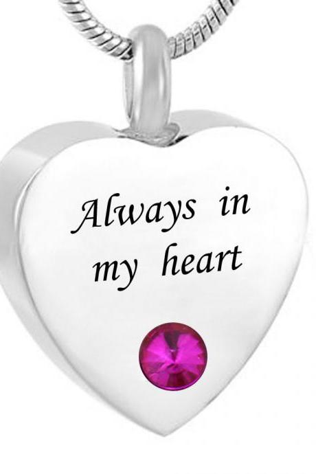 Cremation Jewelry Waterproof Always In My Heart ' Heart Urn Pendant Memorial Ash Keepsake Necklace 