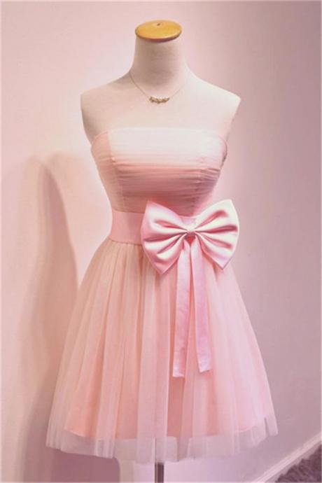 New Arrival Light Pink Ruched Short Homecoming Dress, Short Prom Gowns , Short Cocktail Gowns 