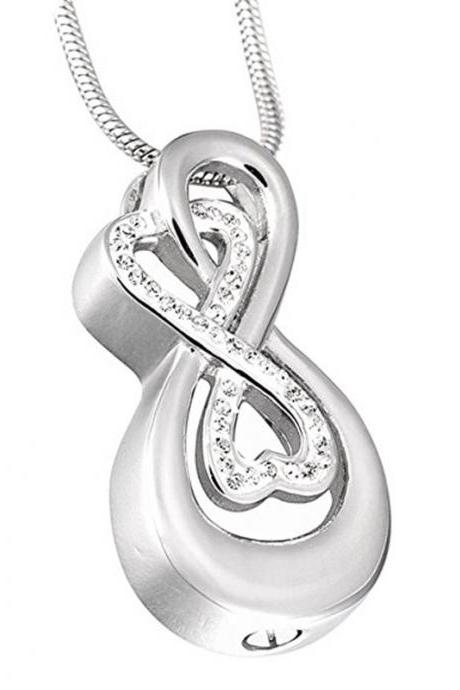 Stainless Steel Memorial Ashes Urn Necklace With Chain Funnel Love Heart Cremation Jewelry Silver Colour