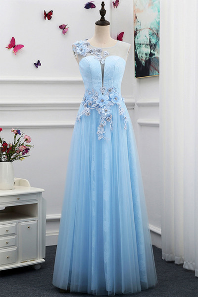 A Line Light Blue Tulle Prom Party Dress Off Shoulder Women Gowns ,formal Evening Dress, ,evening Gowns For Weddings