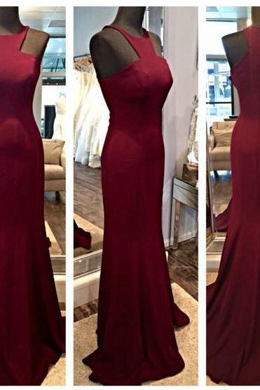 Custom Made Burgundy Satin Mermaid Prom Dress, Long Prom Gowns ,women Party Gowns ,women Pageant Party Gowns For Weddings