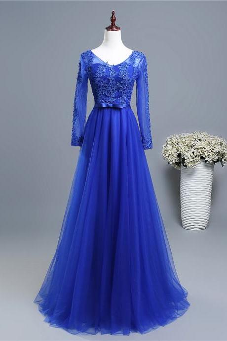 Royal Blue A Line Prom Party Dress 2019 Women Party Gowns ,custom Made Women Evening Dress, Long Evening Party Gowns