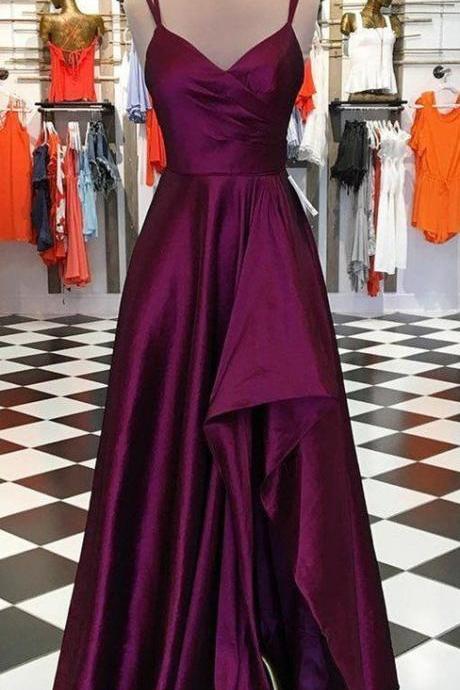 Off Shoulder Purple Satin Long Prom Dress,custom Made Prom Party Gowns , Formal Evening Dress