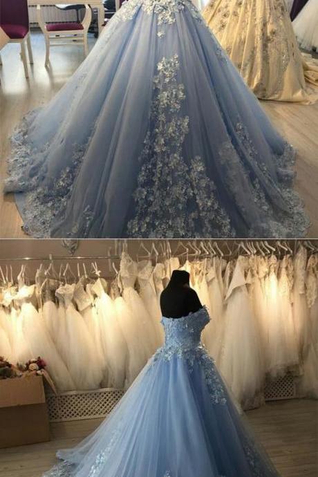 Light Blue Ball Gown Lace Quinceanera Dress Sweet 16 Prom Gowns ,sexy Pricess Women Quinceanera Party Gowns