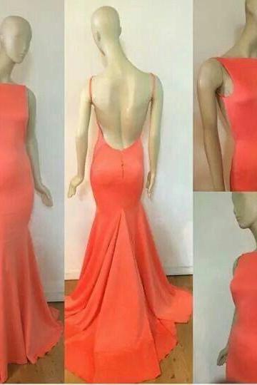 Sexy Scoop Neck Mermaid Prom Dress Back Open Long Bridesmaid Party Gowns , Mermaid Evening Gowns ,custom Made Long Dress