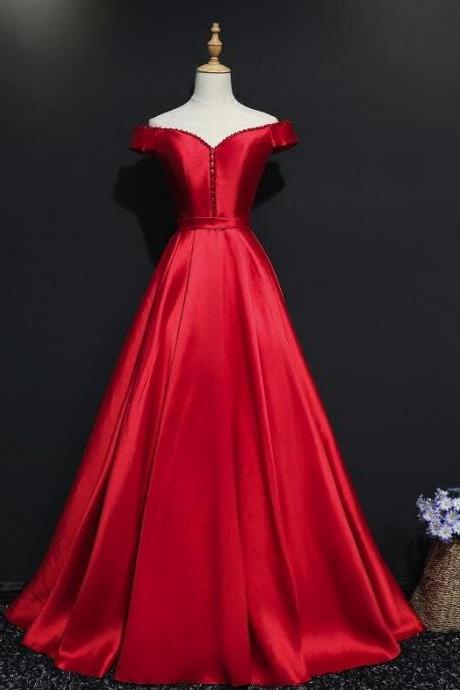 Fashion A Line Red Satin Long Prom Dress Sweet 16 Prom Party Gowns Custom Made Women Evening Dress