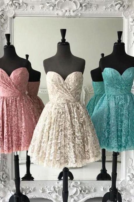 New Arrival Green Lace Short Homecoming Dress ,Cheap Mini Graduation Party Dress, Sweet 16 Prom Party Gowns , Junior Party Dresses 