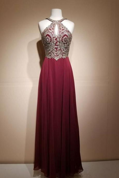 Custom Made Burgundy Long Prom Dress With Silver Lace Formal Prom Party Dresses ,plus Size Women Party Dresses 2019