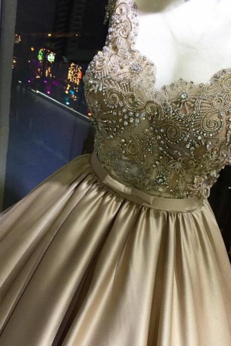 Fashion Sexy Ball Gown Beaded Satin Long Quinceanera Dresses Sweetheart Pricess Women Prom Gowns ,plus Size Prom Dresses 2019