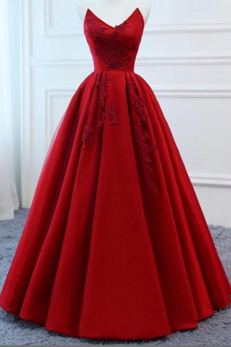 Fashion Red Satin A Line Prom Dress Off Shoulder Prom Gowns Plus Size Formal Evening Dress. Lace Prom Gowns 2019